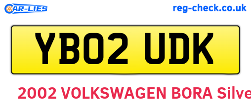 YB02UDK are the vehicle registration plates.