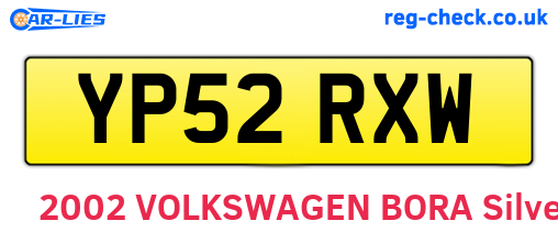 YP52RXW are the vehicle registration plates.