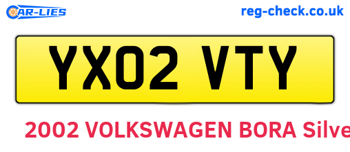 YX02VTY are the vehicle registration plates.