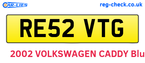 RE52VTG are the vehicle registration plates.