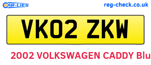 VK02ZKW are the vehicle registration plates.