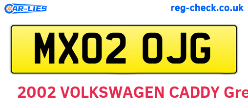MX02OJG are the vehicle registration plates.
