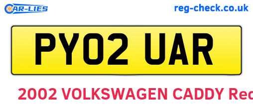 PY02UAR are the vehicle registration plates.