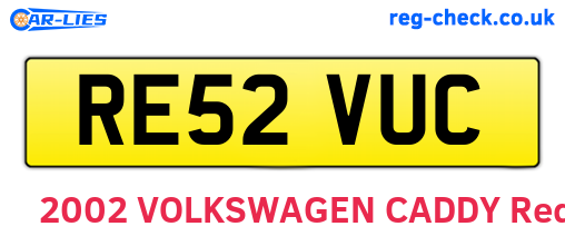 RE52VUC are the vehicle registration plates.