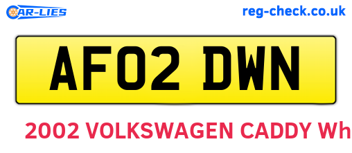 AF02DWN are the vehicle registration plates.