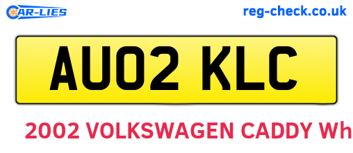 AU02KLC are the vehicle registration plates.