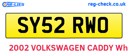 SY52RWO are the vehicle registration plates.