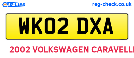 WK02DXA are the vehicle registration plates.