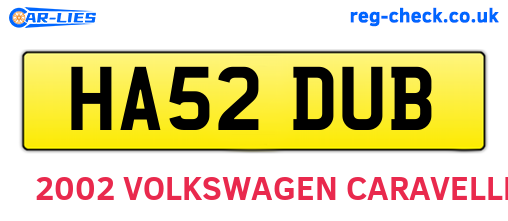 HA52DUB are the vehicle registration plates.