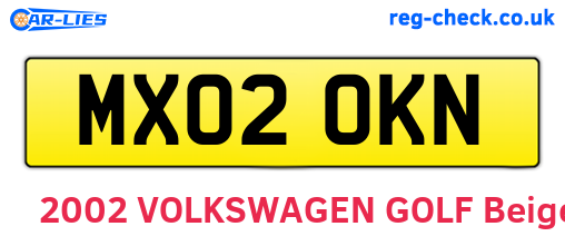 MX02OKN are the vehicle registration plates.