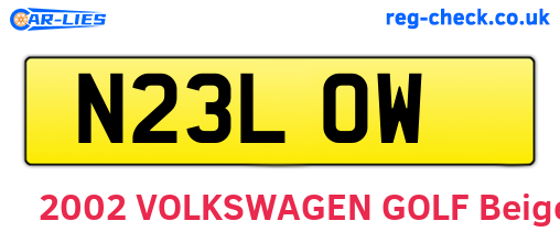 N23LOW are the vehicle registration plates.
