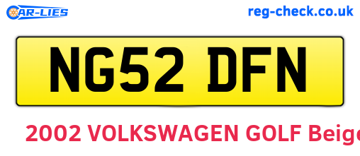 NG52DFN are the vehicle registration plates.