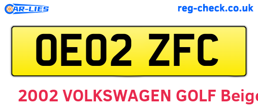OE02ZFC are the vehicle registration plates.