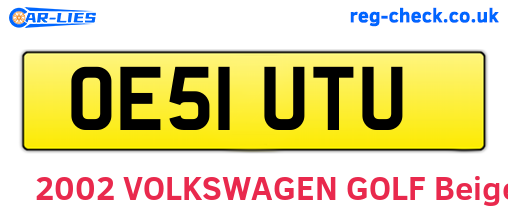 OE51UTU are the vehicle registration plates.