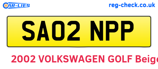SA02NPP are the vehicle registration plates.