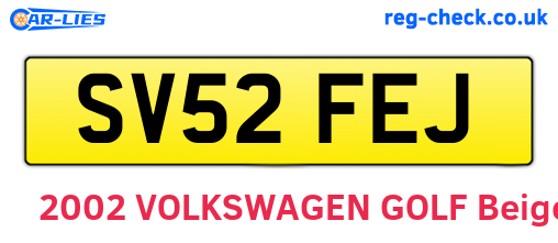 SV52FEJ are the vehicle registration plates.
