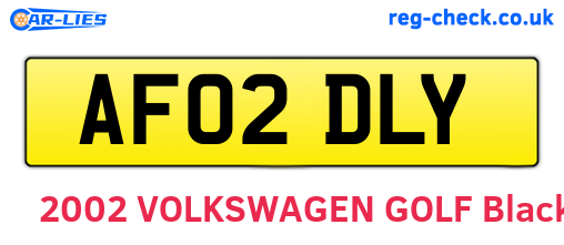 AF02DLY are the vehicle registration plates.