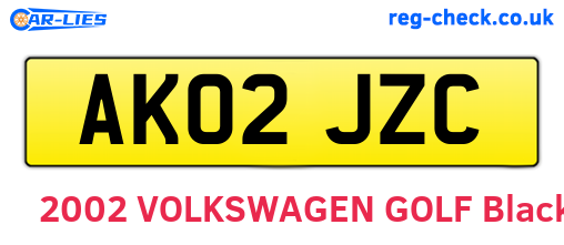 AK02JZC are the vehicle registration plates.