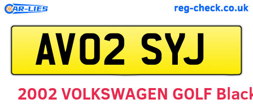 AV02SYJ are the vehicle registration plates.