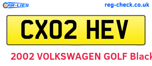 CX02HEV are the vehicle registration plates.