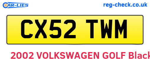 CX52TWM are the vehicle registration plates.
