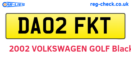 DA02FKT are the vehicle registration plates.
