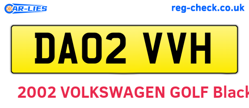 DA02VVH are the vehicle registration plates.