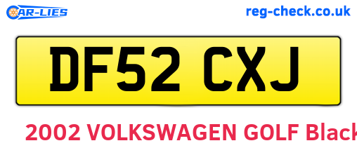 DF52CXJ are the vehicle registration plates.