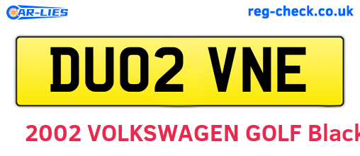 DU02VNE are the vehicle registration plates.