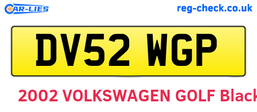 DV52WGP are the vehicle registration plates.