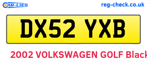 DX52YXB are the vehicle registration plates.