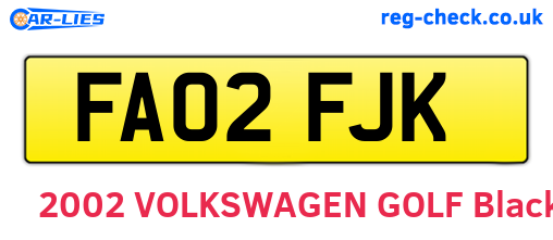 FA02FJK are the vehicle registration plates.
