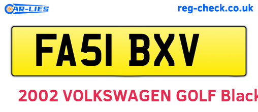 FA51BXV are the vehicle registration plates.