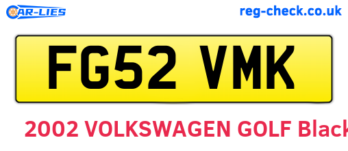 FG52VMK are the vehicle registration plates.
