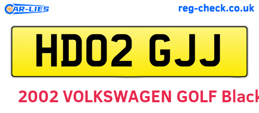 HD02GJJ are the vehicle registration plates.