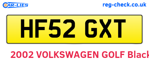 HF52GXT are the vehicle registration plates.