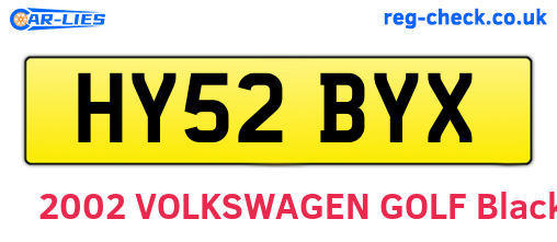HY52BYX are the vehicle registration plates.