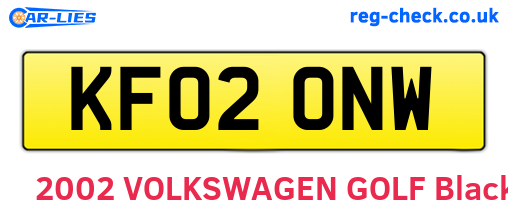KF02ONW are the vehicle registration plates.