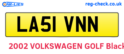 LA51VNN are the vehicle registration plates.