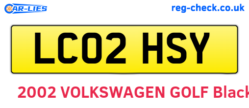 LC02HSY are the vehicle registration plates.