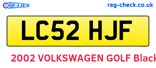 LC52HJF are the vehicle registration plates.