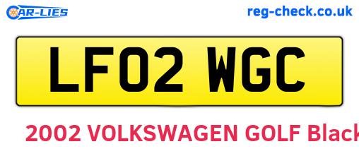 LF02WGC are the vehicle registration plates.