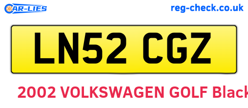 LN52CGZ are the vehicle registration plates.