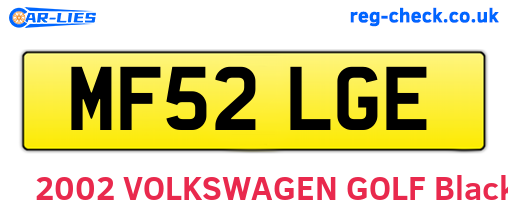 MF52LGE are the vehicle registration plates.