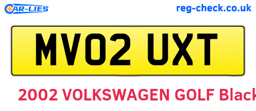 MV02UXT are the vehicle registration plates.
