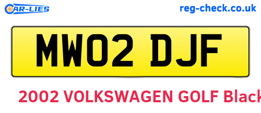 MW02DJF are the vehicle registration plates.