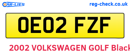 OE02FZF are the vehicle registration plates.