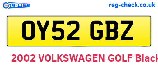OY52GBZ are the vehicle registration plates.