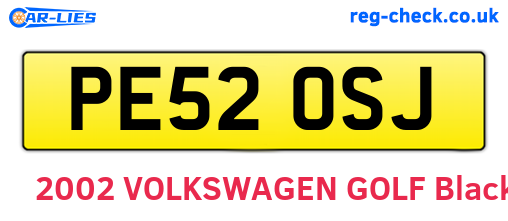 PE52OSJ are the vehicle registration plates.