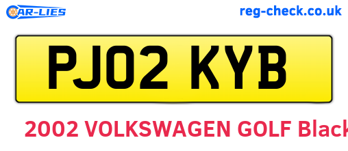 PJ02KYB are the vehicle registration plates.